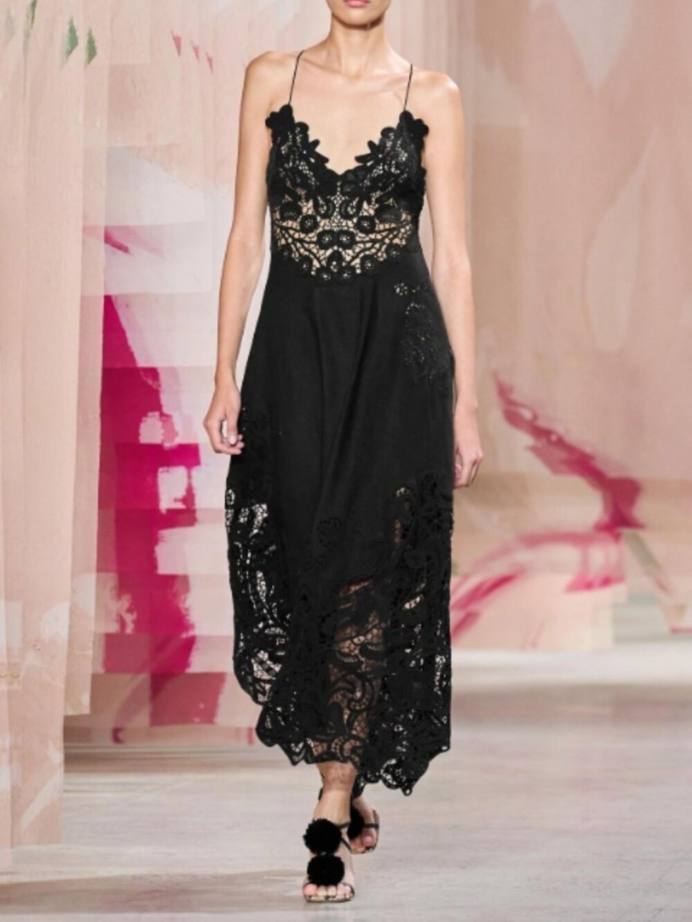 NWOT ULLA JOHNSON Brigitte Guipure Lace-Paneled Linen Dress in Noir XS $1,650 - Picture 7 of 10